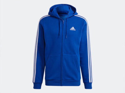 Adidas H12181 Essentials French Terry 3-Stripes Full-Zip Hoodie 100% ORI