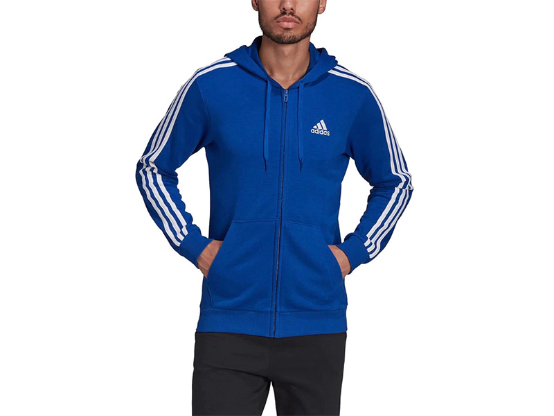 Adidas H12181 Essentials French Terry 3-Stripes Full-Zip Hoodie 100% ORI