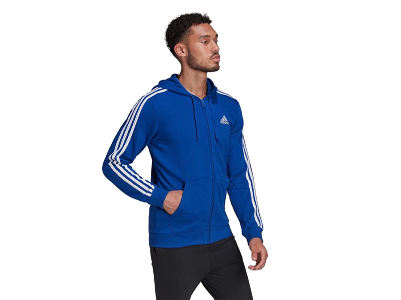 Adidas H12181 Essentials French Terry 3-Stripes Full-Zip Hoodie 100% ORI
