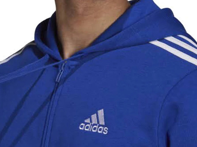 Adidas H12181 Essentials French Terry 3-Stripes Full-Zip Hoodie 100% ORI