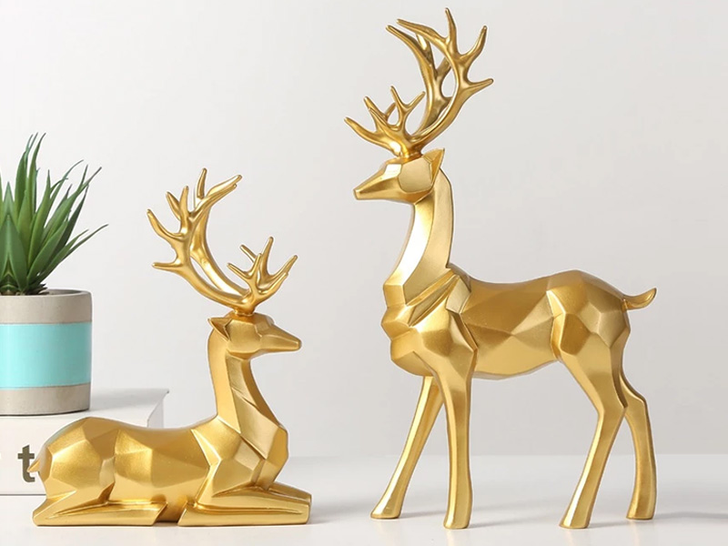 Sepasang Nordic Natal Rusa Patung Geometris Resin Duduk Berdiri Rusa Rusa Patung untuk Rumah Kantor