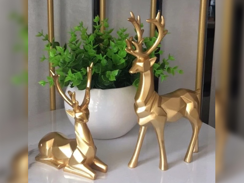 Sepasang Nordic Natal Rusa Patung Geometris Resin Duduk Berdiri Rusa Rusa Patung untuk Rumah Kantor