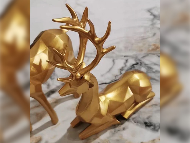 Sepasang Nordic Natal Rusa Patung Geometris Resin Duduk Berdiri Rusa Rusa Patung untuk Rumah Kantor