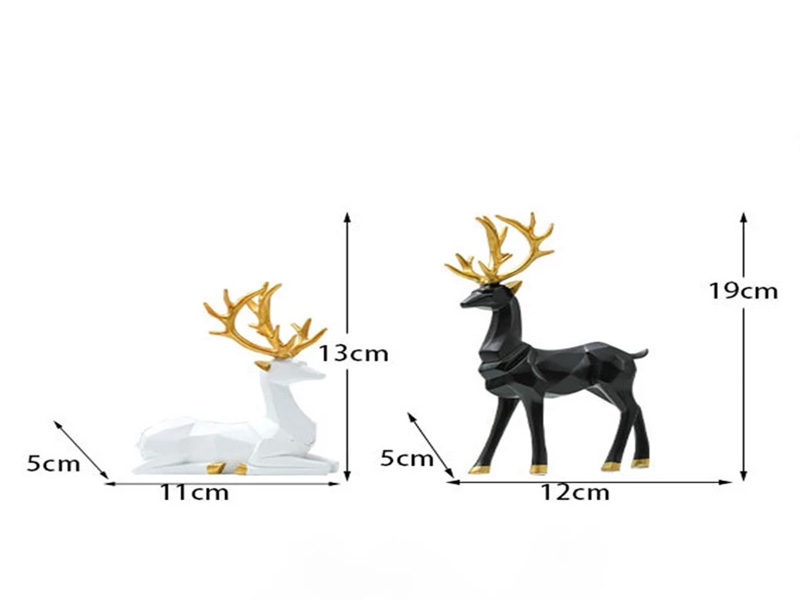 Sepasang Nordic Natal Rusa Patung Geometris Resin Duduk Berdiri Rusa Rusa Patung untuk Rumah Kantor